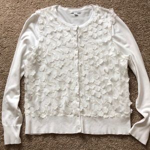 White cardigan with flowers - great for Spring!